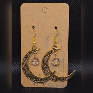 Handmade by me Night sky sterling silver dangle moon and star earrings